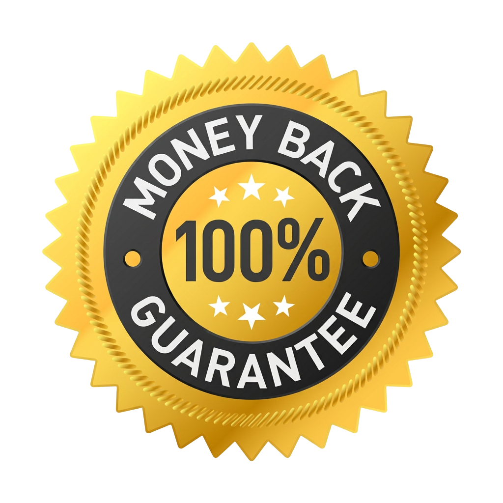 100% money back guarantee badge